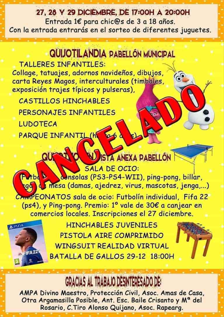 Ayto. Argamasilla de Alba: Se cancela Quijotilandia y Quijotijoven