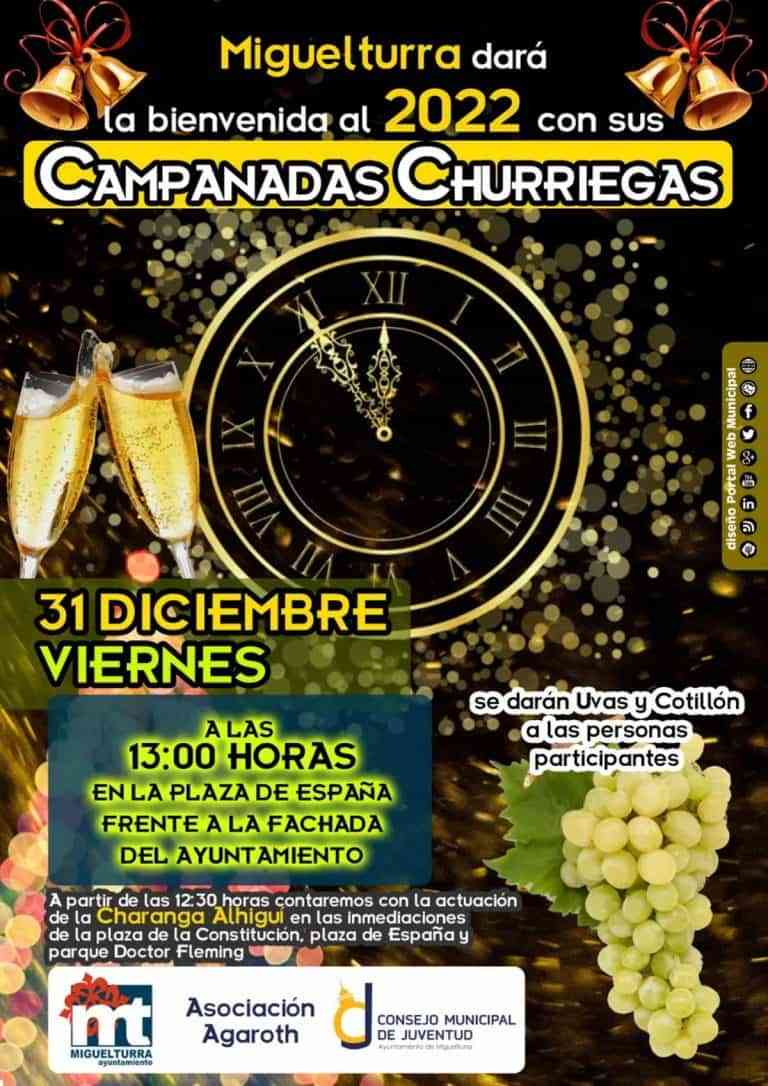 “Campanadas Churriegas” el 31 de diciembre a las 13 horas en Miguelturra