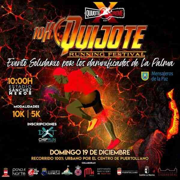10K Quijote Running Festival el 19 de diciembre en Puertollano y por los damnificados de La Palma