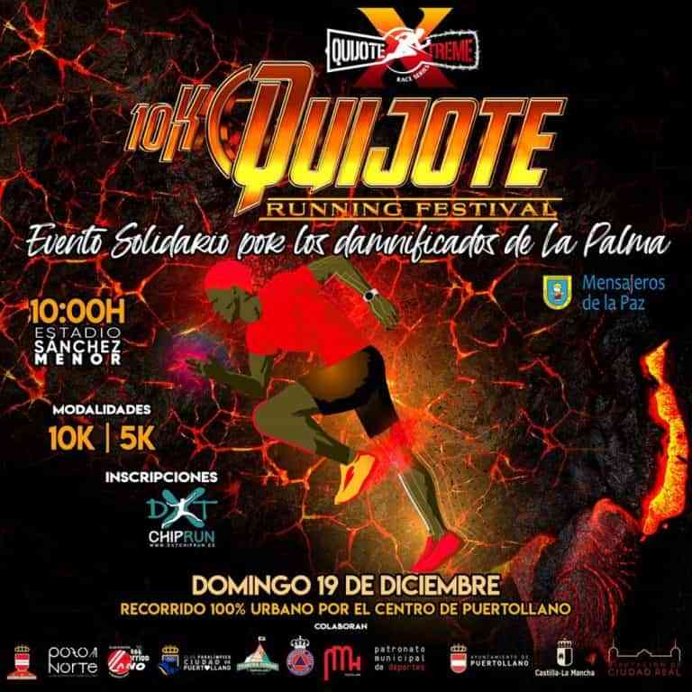 10K Quijote Running Festival el 19 de diciembre en Puertollano y  por los damnificados de La Palma