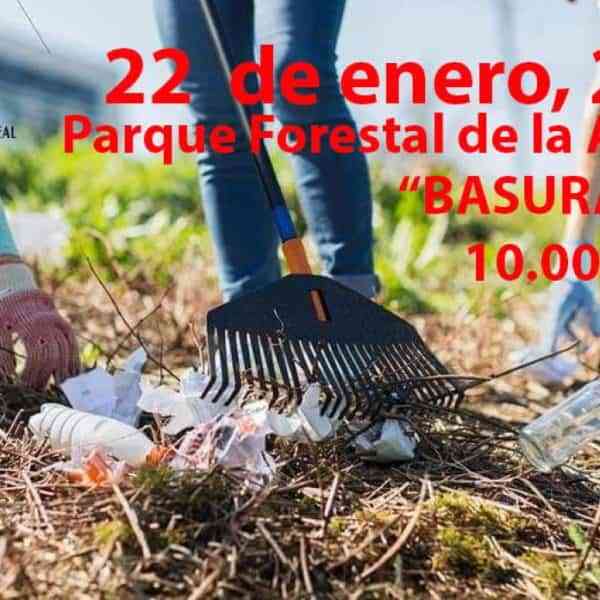 Jornada de recogida de basura y sensibilización medioambiental en el Parque Forestal de la Atalaya el 22 de enero
