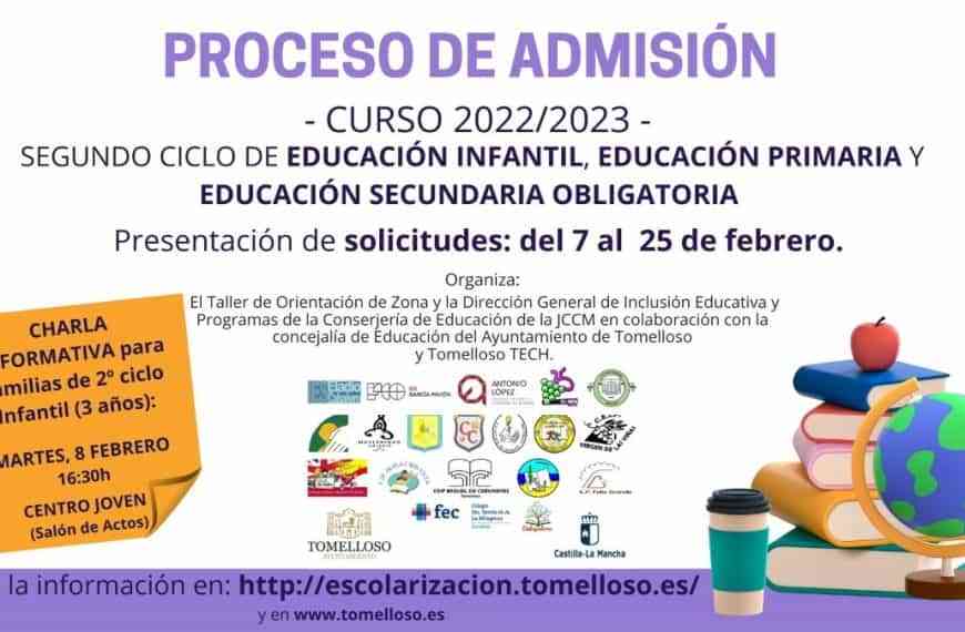 Charla informativa para familias de segundo ciclo de Infantil el 8 de febrero en el Centro Joven de Tomelloso