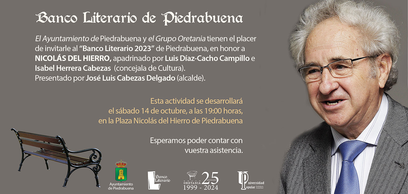 El poeta y escritor, Nicolás del Hierro, obtiene, a título póstumo, el primer Banco Literario de Piedrabuena 1 Invitacion al nombramiento de Banco Literario 2023 de Nicilas del Hierro - El poeta y escritor, Nicolás del Hierro, obtiene, a título póstumo, el primer Banco Literario de Piedrabuena