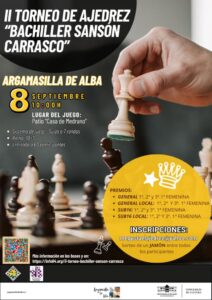 Abierta la inscripción en el II Torneo de Ajedrez Bachiller Sansón Carrasco de Argamasilla de Alba