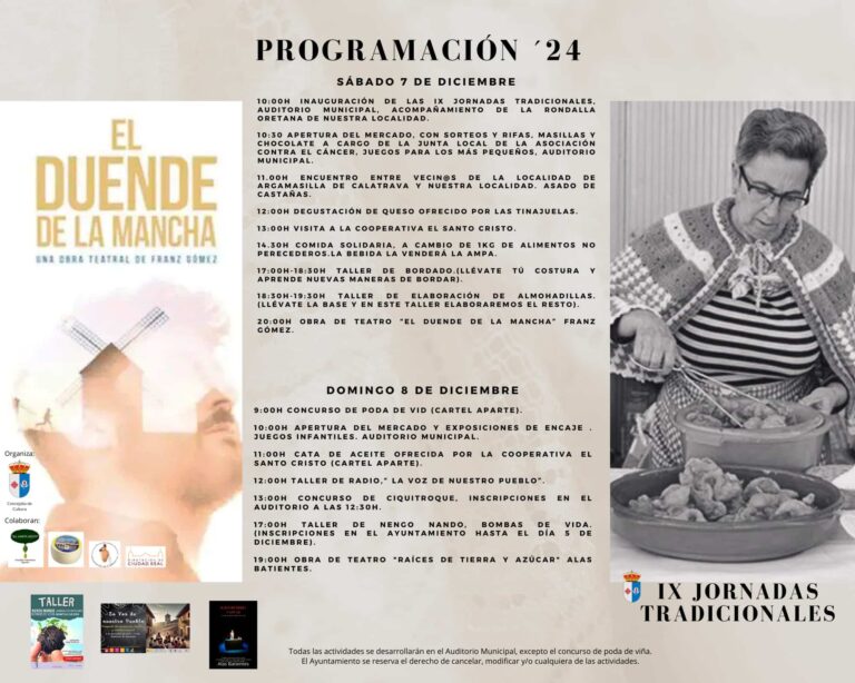 Vuelven las Jornadas Tradicionales a Granátula de Calatrava los días 7 y 8 de diciembre con novedades