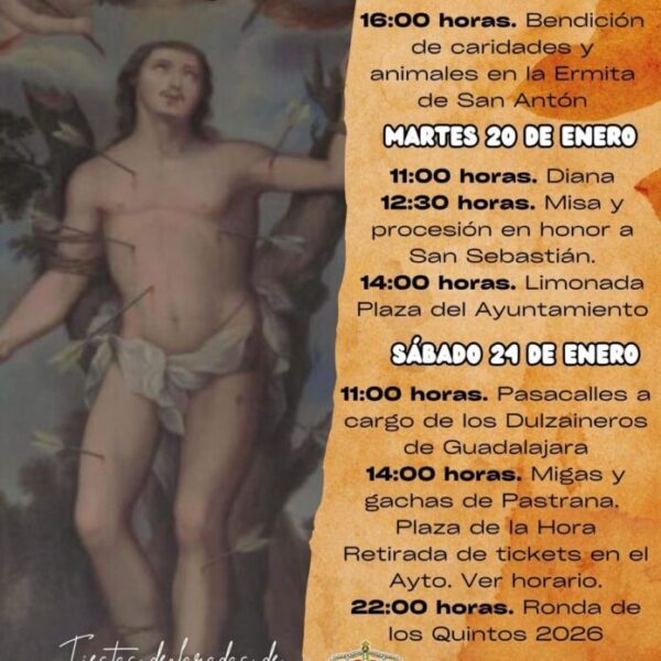 Once quintos y quintas en las fiestas de San Antón y San Sebastián 2026 de Pastrana