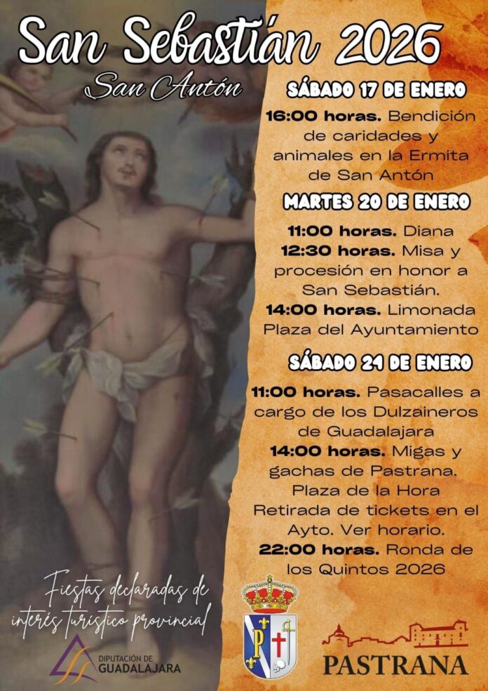 Once quintos y quintas en las fiestas de San Antón y San Sebastián 2026 de Pastrana