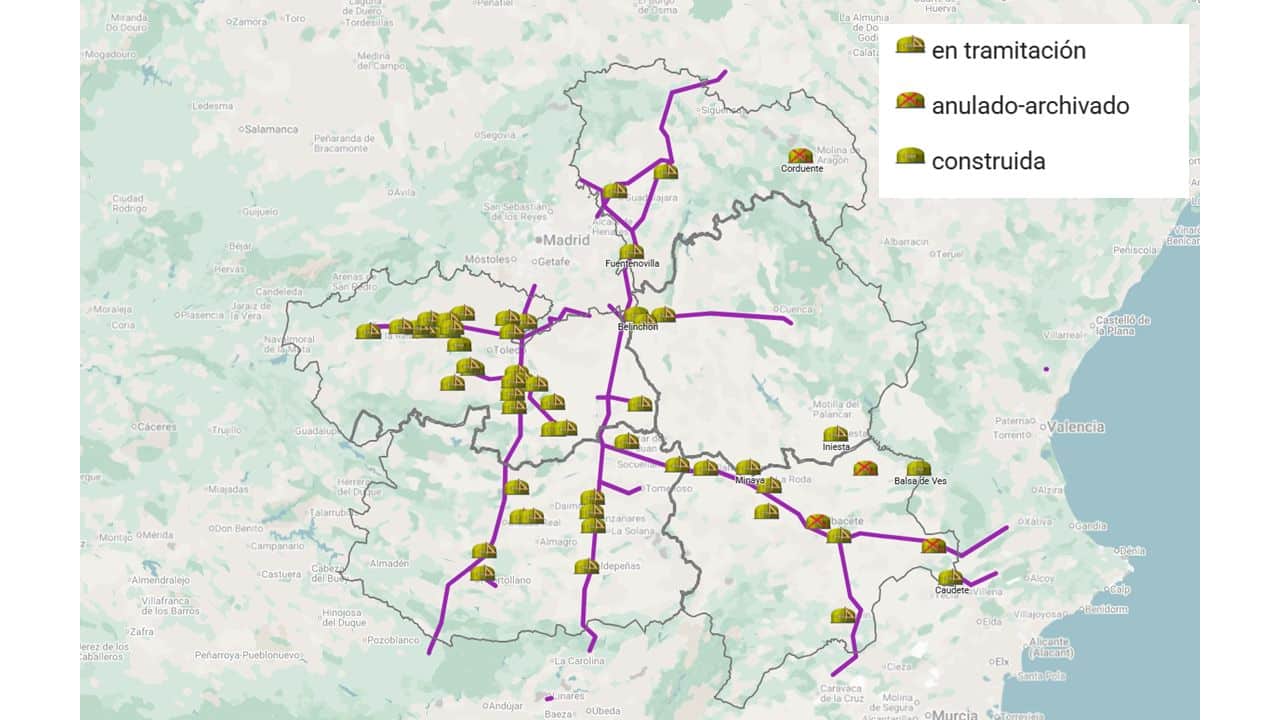 mapa biogas CLM - Los nuevos proyectos de macroplantas de biogás en Los Yébenes, La Roda y Talavera elevan a 71 el total en Castilla-La Mancha